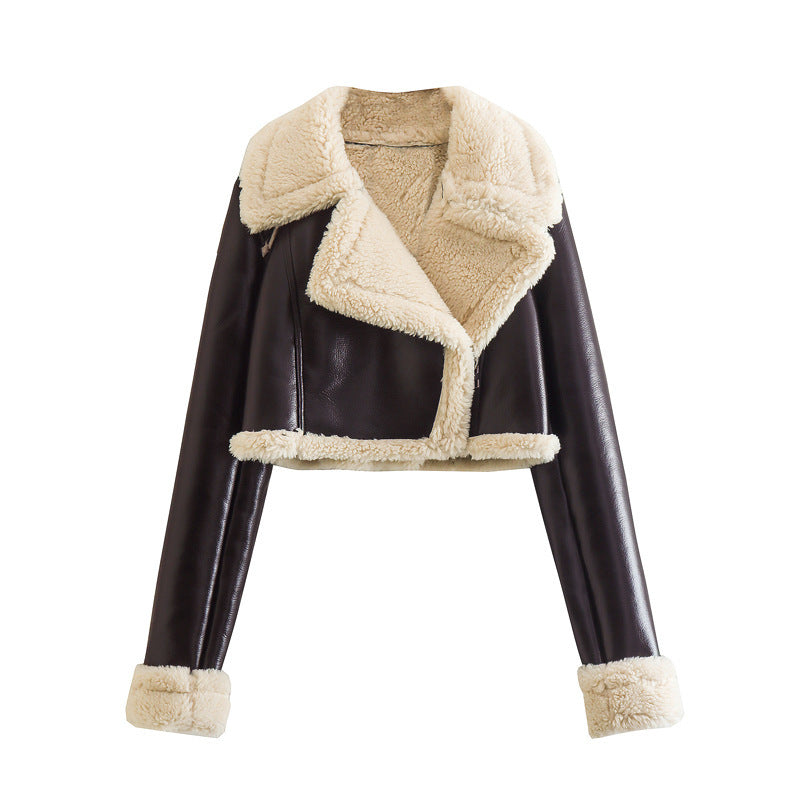 NIVANOO | Veste Courte Réversible Fourrure & Zipper