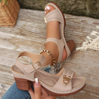ELARA™ | Sandales femme grande taille : talon large et confort estival