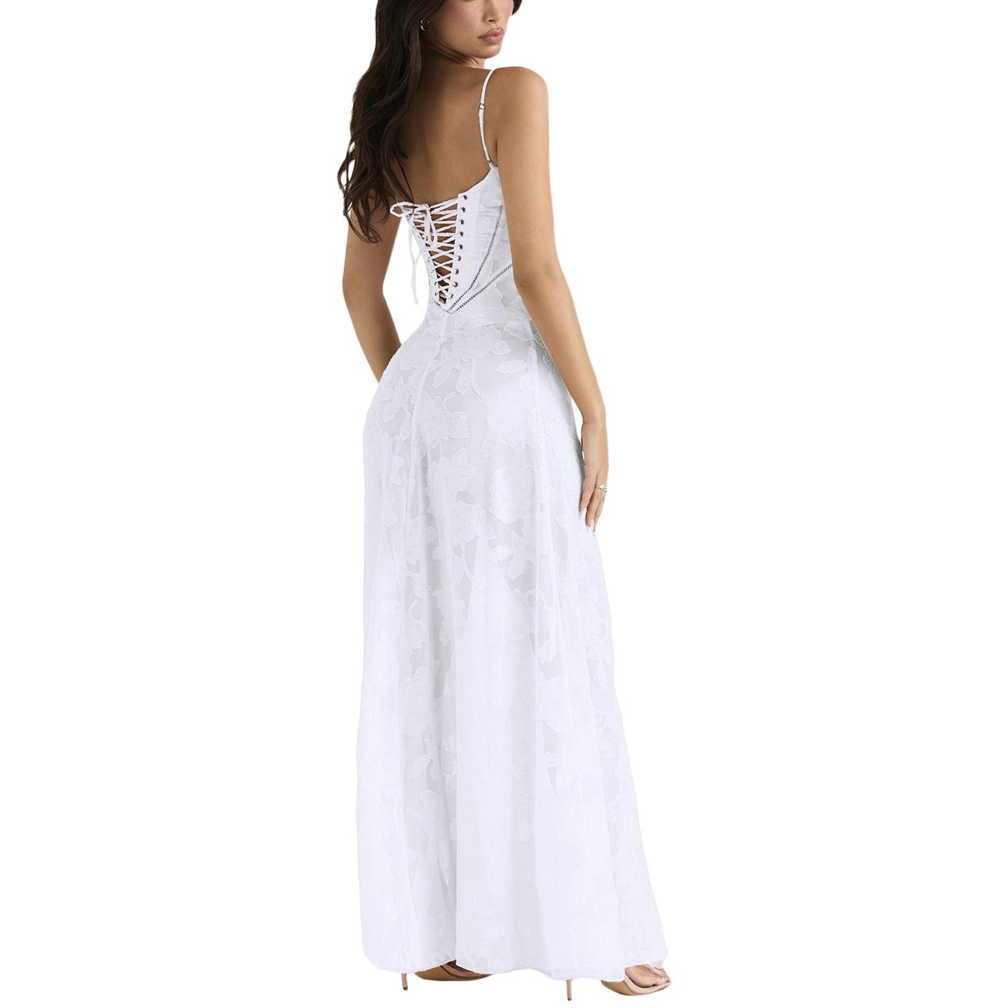 Katy™ | Robe Satinée à Dos Lacé - Élégance Romantique et Confort Luxueux