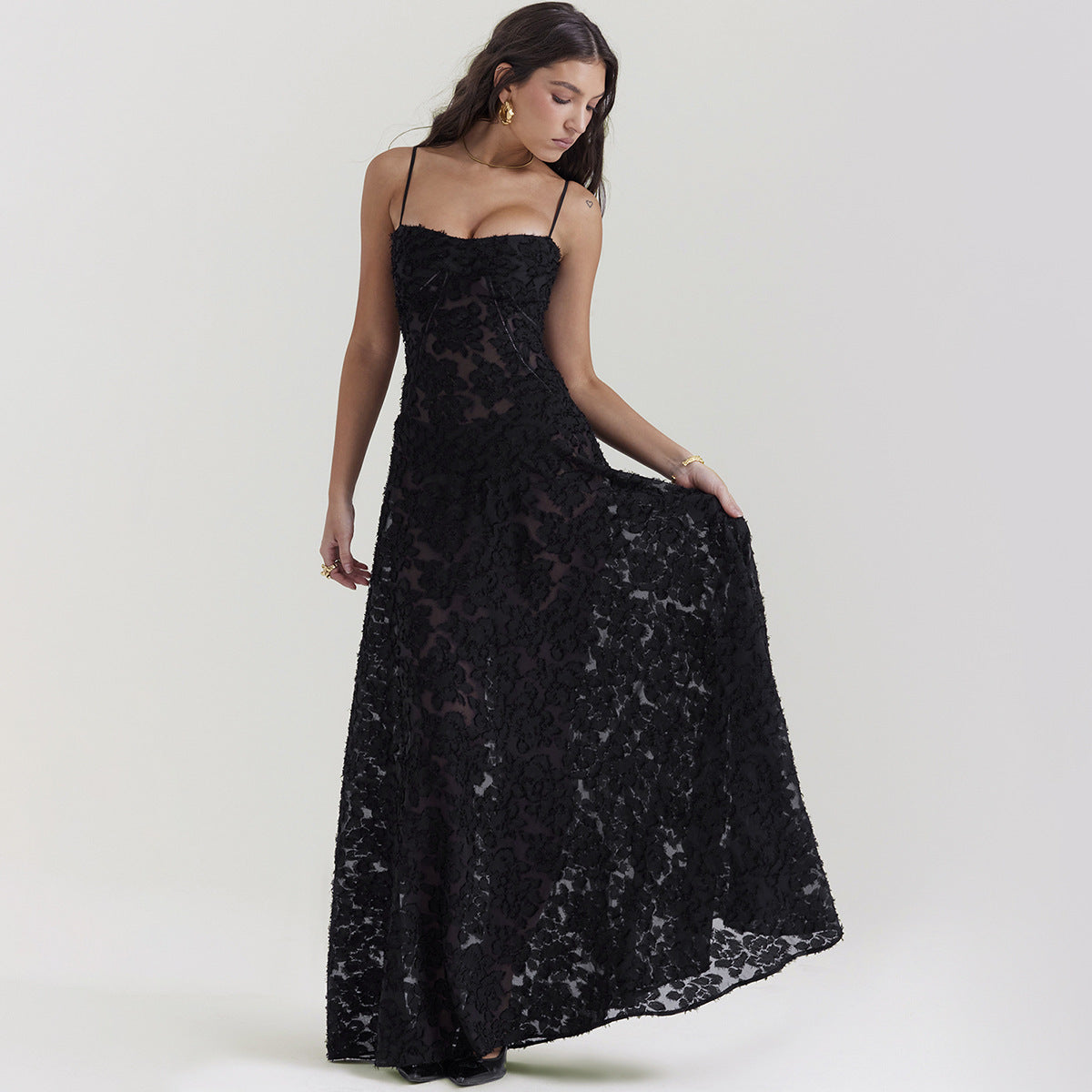 Katy™ | Robe Satinée à Dos Lacé - Élégance Romantique et Confort Luxueux
